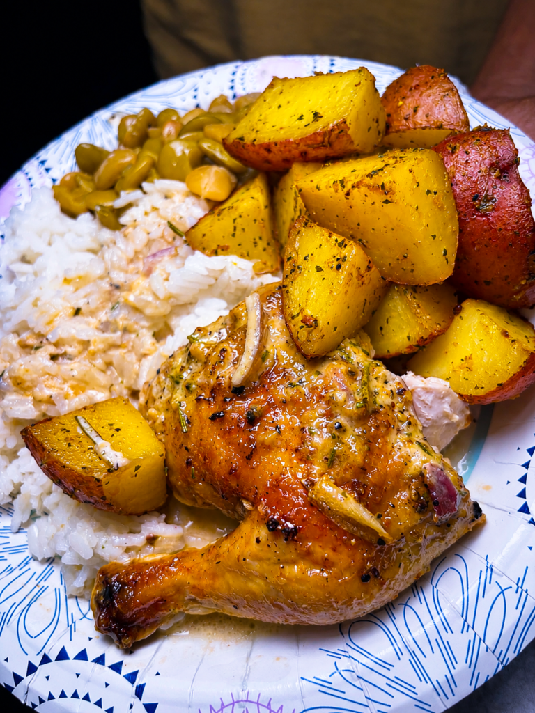 Roasted chicken dinner